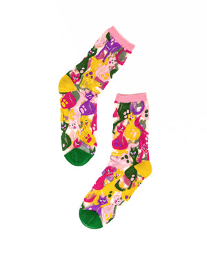 sock candy cat lovers bundle cute sheer cat socks for women